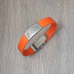 Manilla de Identificación con datos grabados y Perfil en Línea - Color naranja - Placa mediana