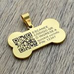 Placa para perro con código QR - Acero Inoxidable Color Dorado